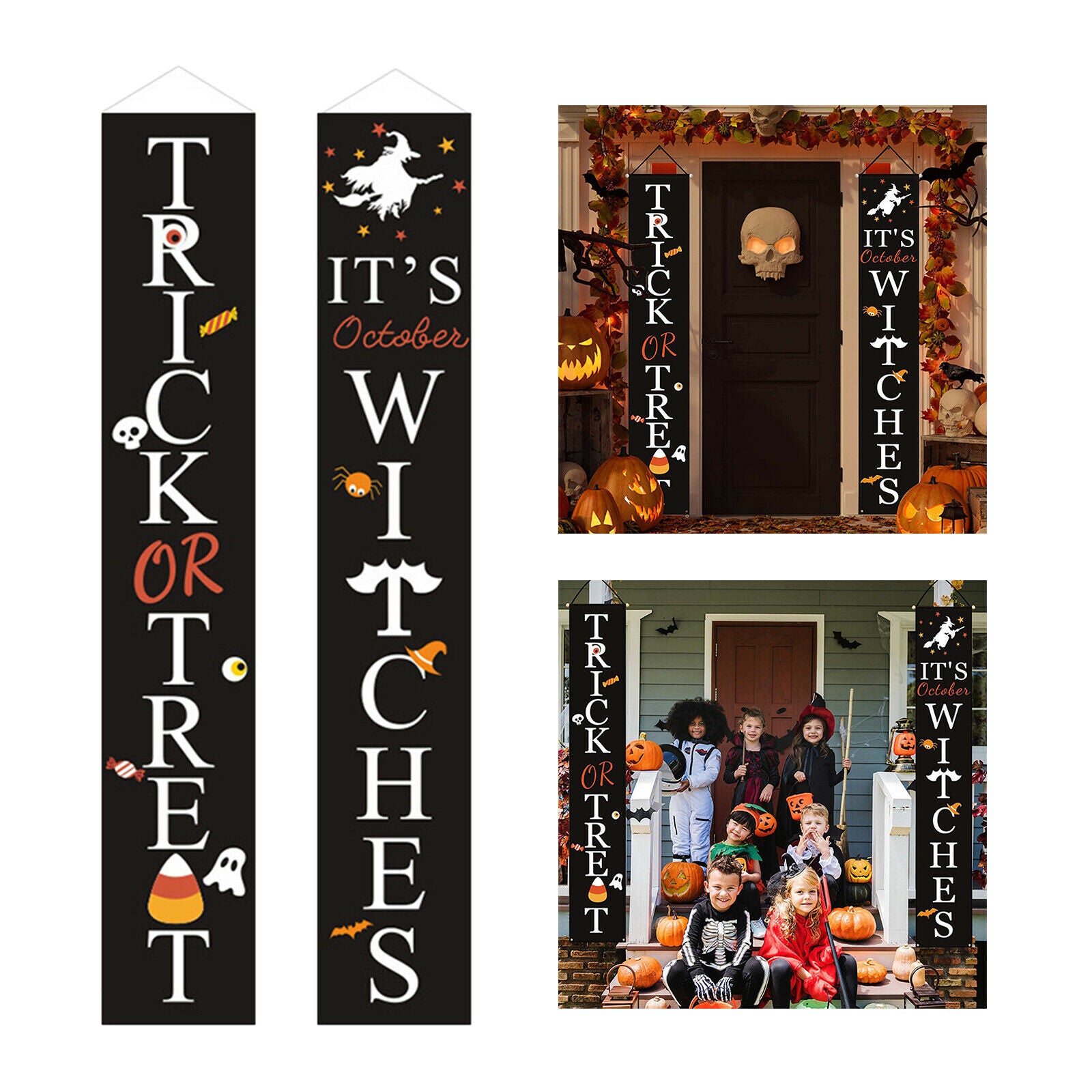 Halloween Party Hanging Flag Porch Sign Halloween Festival Supplies For Home