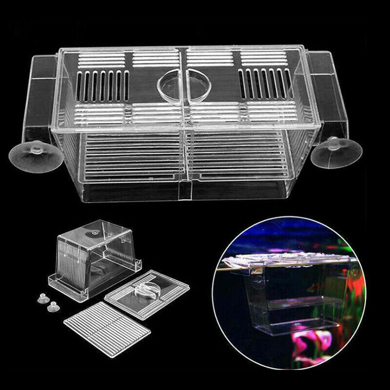 Aquarium Fish Tank Guppy Double Breeding Breeder Rearing Trap Box Hatcher.l8