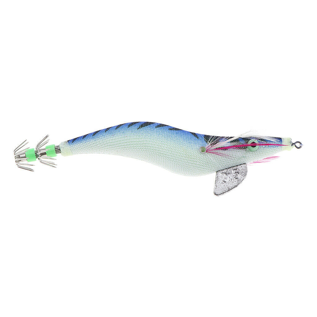 2X 3.5# Squid Jigs Luminous Fishing Lures Artificial Baits Shrimp Blue
