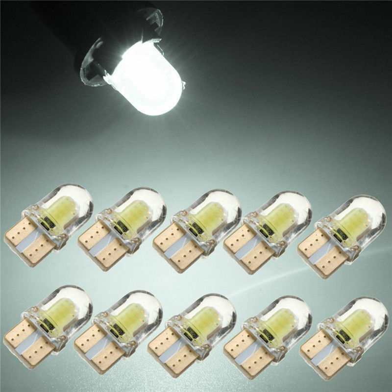 10pcs/kit LED T10 194 168 W5W COB 8SMD CANBUS Silica White License Light Bulbs