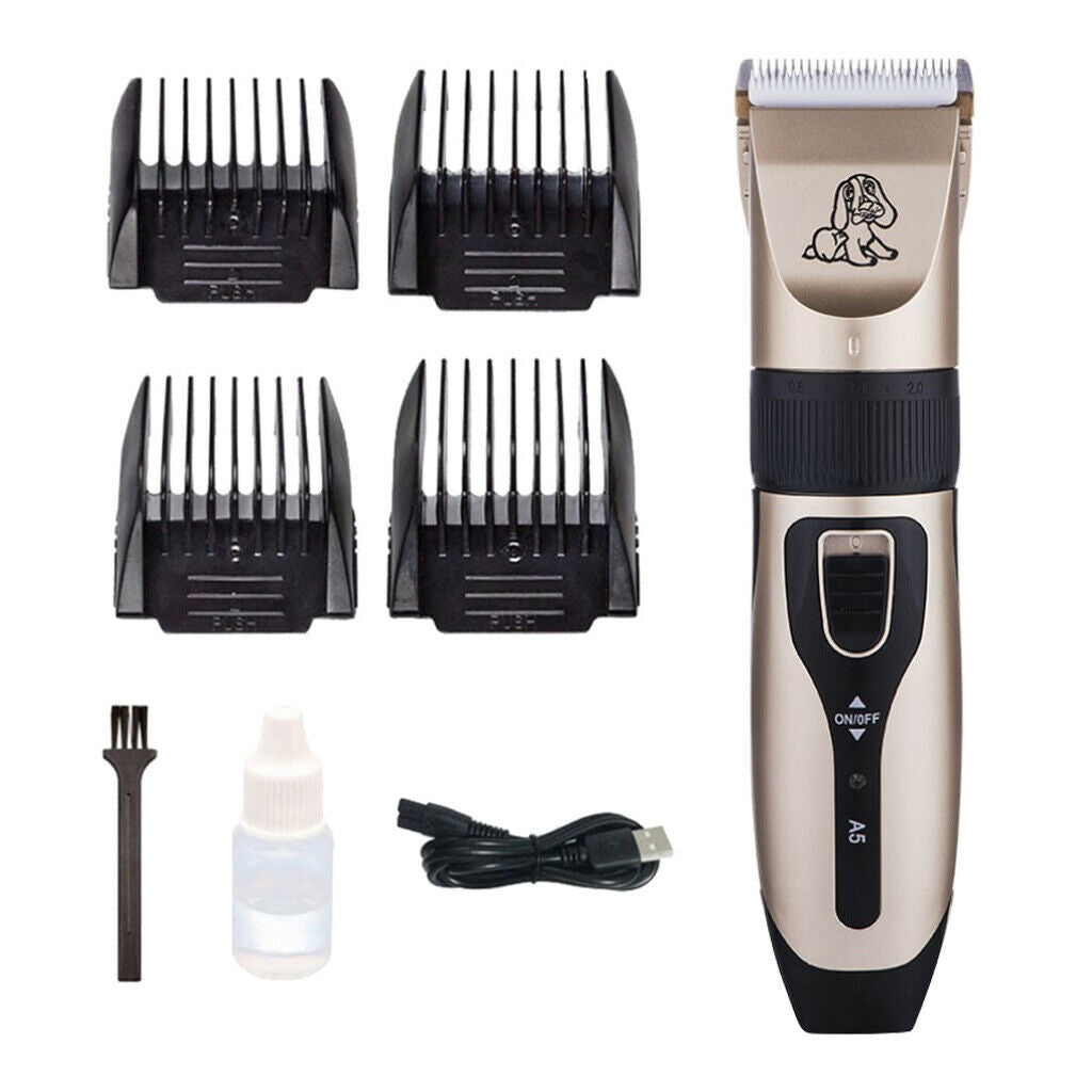 2Set Dog Shaver Clippers USB Pet Hair Trimmer 5-gear Blades for Dogs & Cats