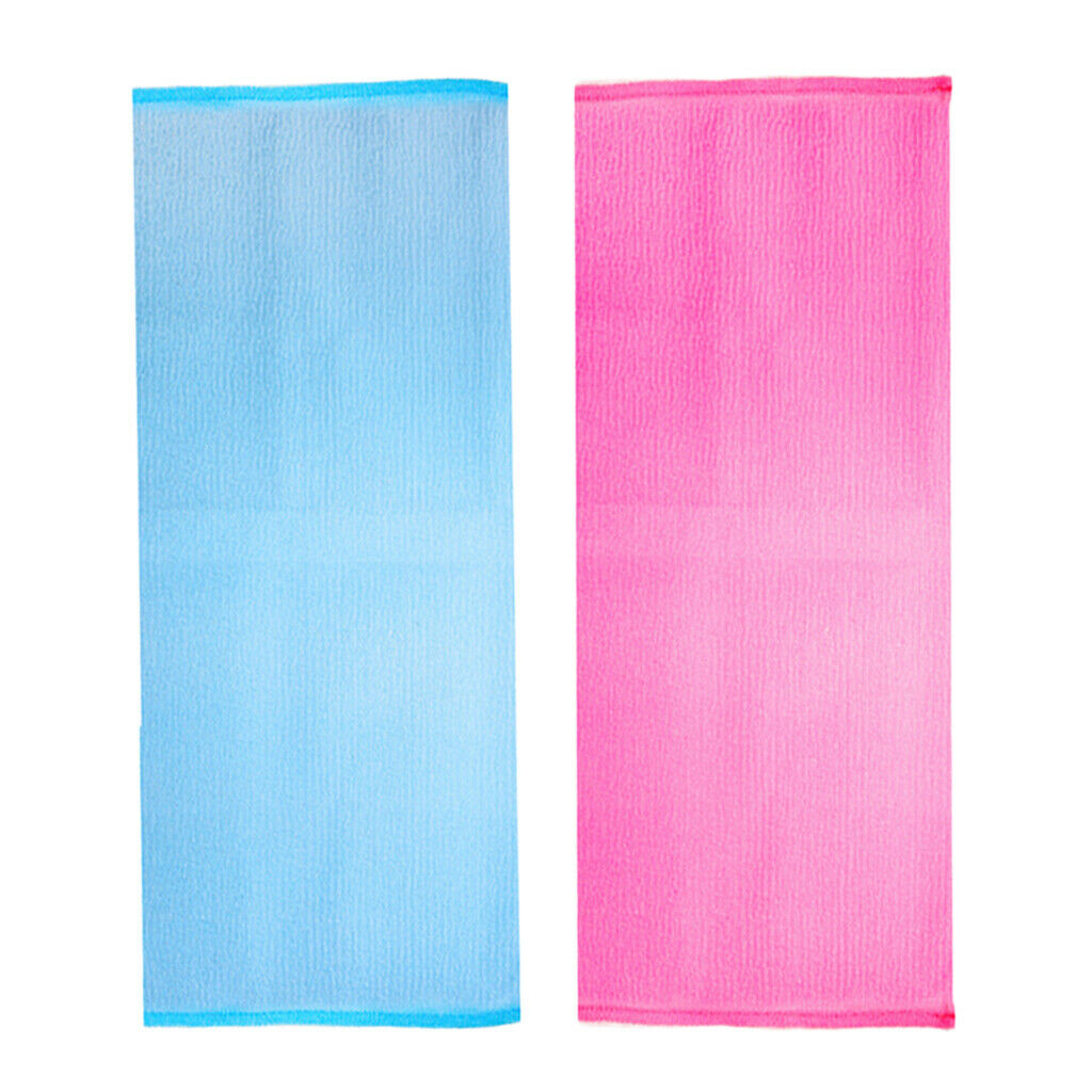 Lots 2 Soft Long Exfoliating Back Strap Bath Cloth Adults/Kids Red+Blue