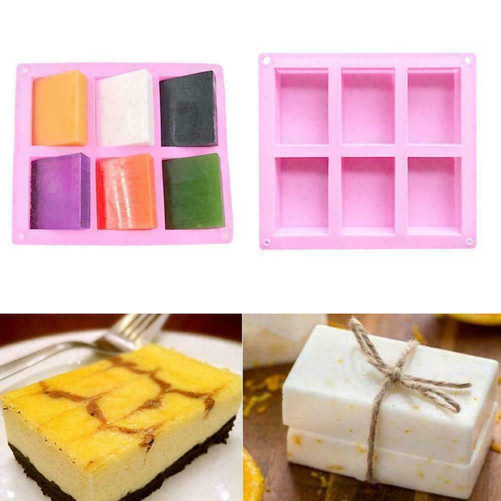 Rectangle 6-Cavity Soap Mold Silicone Mould Tray For Homemade Craft DIY