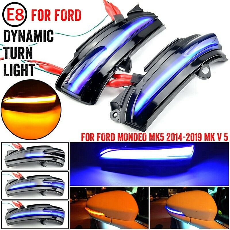 For Ford Fusion Mondeo MK5 2014-2019 Car LED Dynamic Side Rearview Mirror LighW5