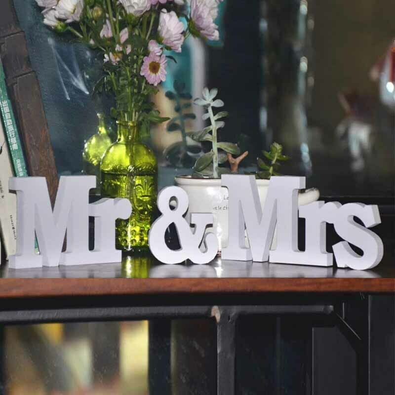 1Set White Mr & Mrs Letters Sign Wedding Party Banquet Table Seat Decoration