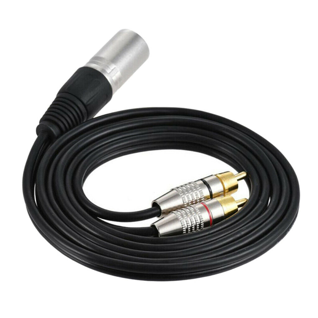 2 RCA Male Plug to XLR Male Speaker Cable Y-Splitter Adapter Lead Cord 0.5M