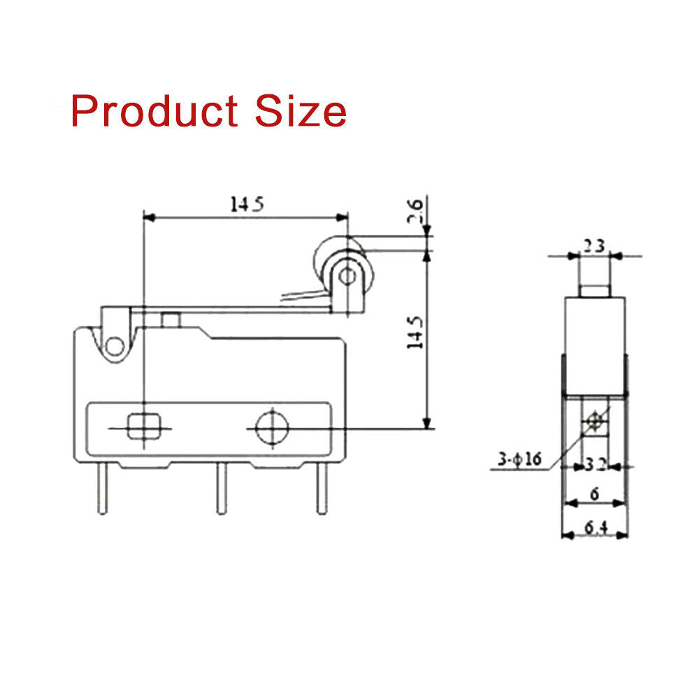 10 Pcs 3PIN Mini SPDT Micro Limit Switch Roller Lever Arm Snap Action Switch