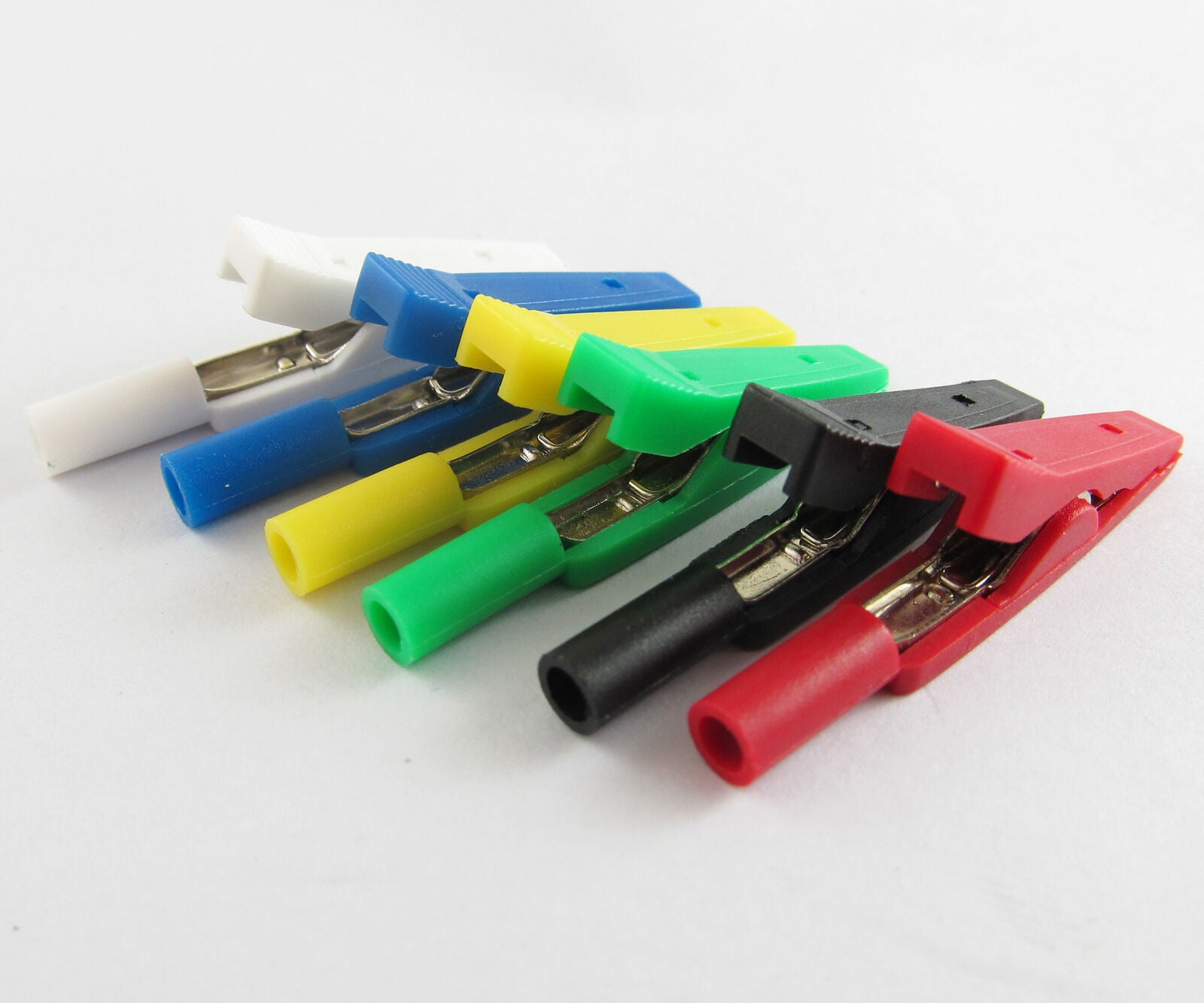 6pcs Full Insulated Alligator Clip to 2mm Banana Female Test Adapter 6 Colors
