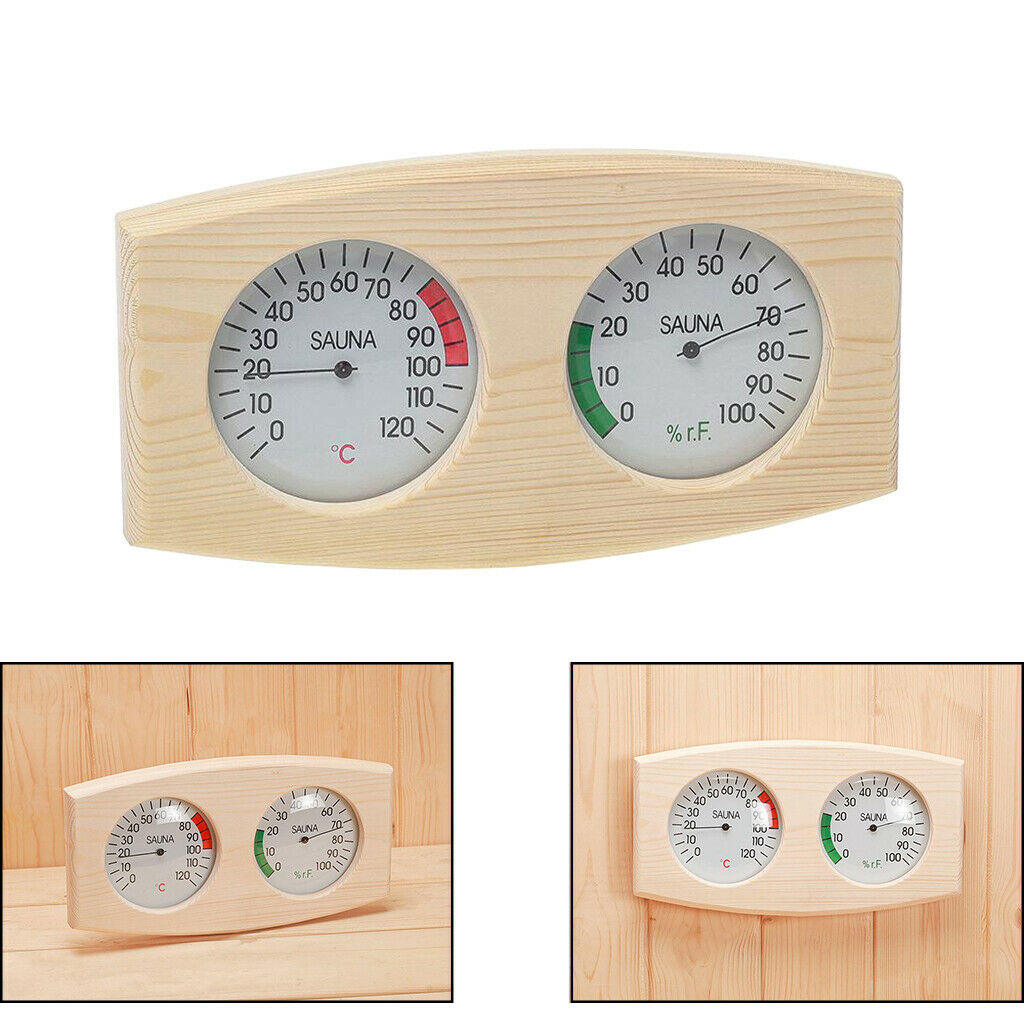 Pine Wood Sauna Thermometer Hygrometer 2-in1 Temp&Humidity Measurement