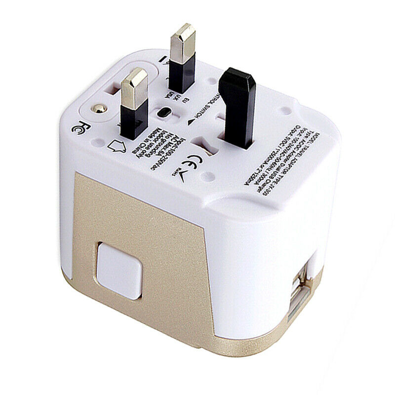 4 USB Travel Switch Plug Adapter Charger Converter Dual AC Power 110-240V 6 Amp