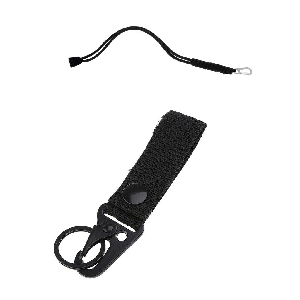 Keychain Hook Belt Metal Carabiner Webbing Buckle Clip + Paracord Lanyard Rope