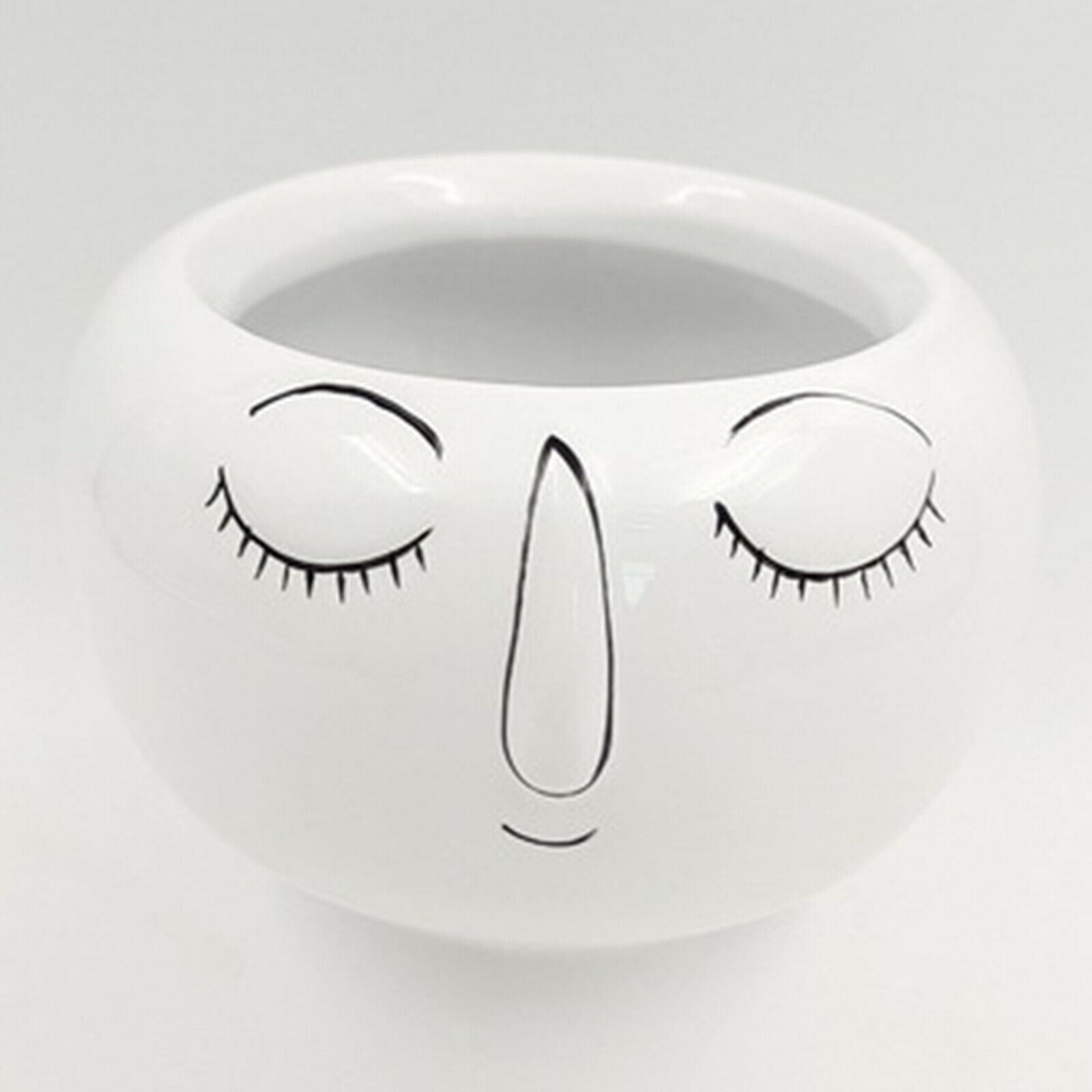 Human Face Head Ceramics Flower Pot Dried Flowers Bouquet Vase Ornament