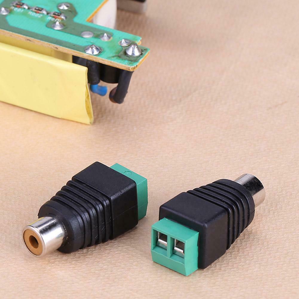 2pcs Speaker Wire Cable to Audio Male RCA Connectors Adapters Jack Plug @