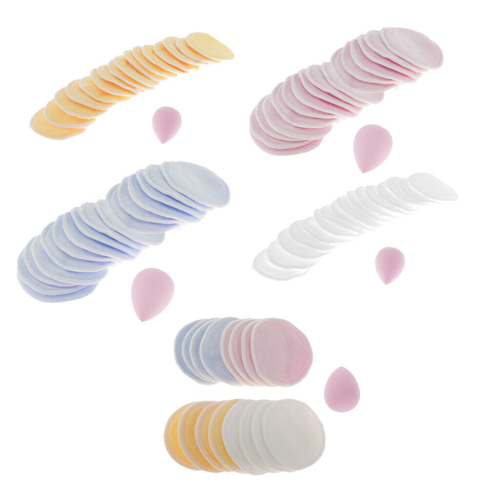 of 16 Reusable Facial Cleansing Puffs Makeup Remover Wipes Cotton Pads White