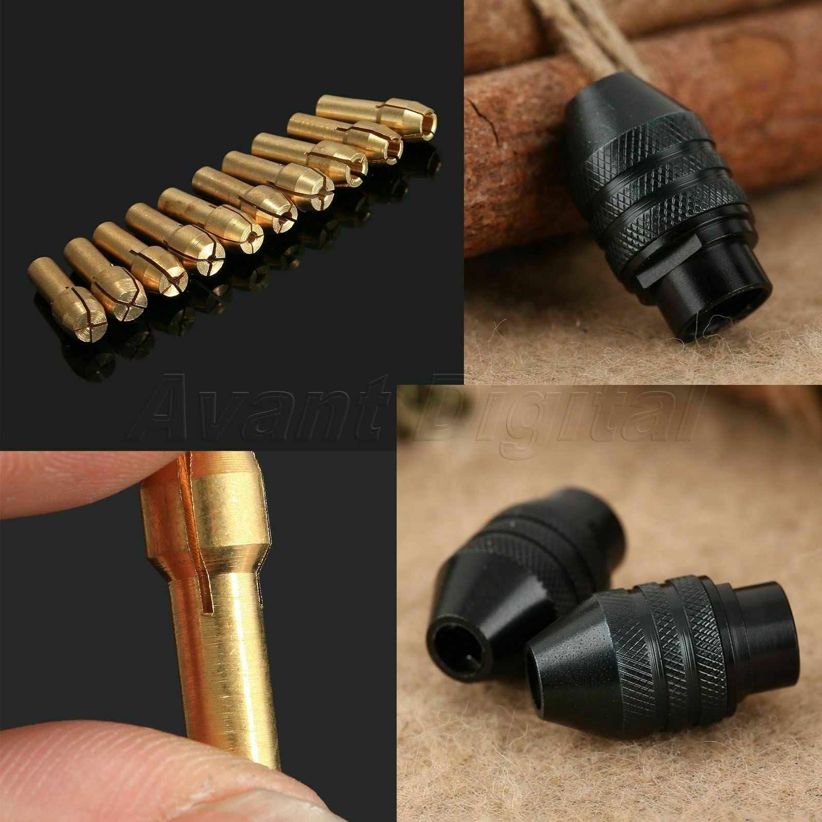 Long Tail Keyless Drill Chuck &0.5mm-3.2mm Brass Collets Bits Tool 4.3mm Shank