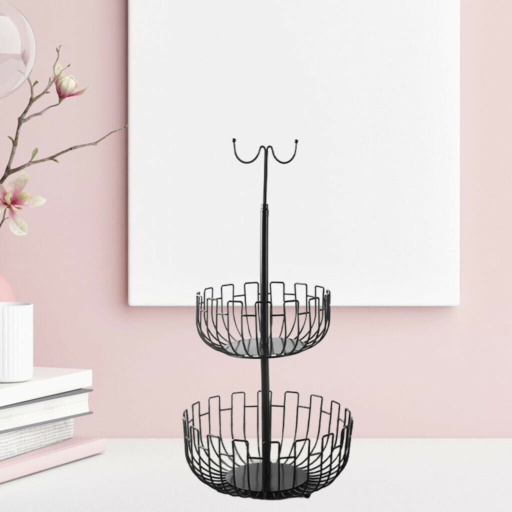 Iron Wire 2 Tier Hanging Fruit Basket Holder Kitchen Storage Rack Heavy Duty