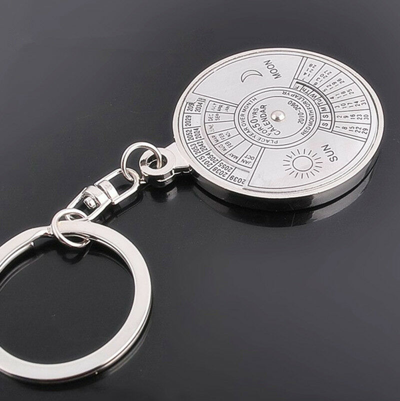 2010-2060 Perpetual Calendar Keyring Keychain Unique 50 Years Metal Key Ring