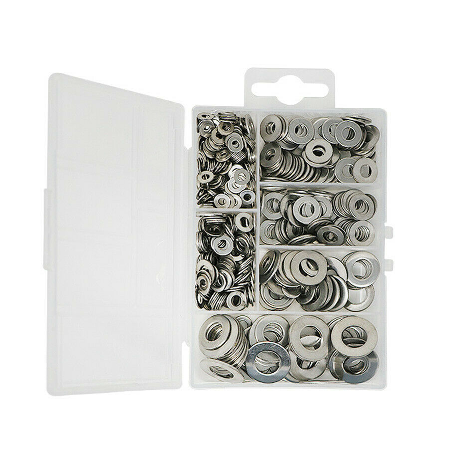 660 Pcs 304 Stainless Steel Washer Gasket Flat Ring Seal Kit M3 M4 M5 M6 M8 M10