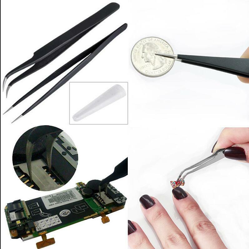 Tip Straight+Curved Steel Nipper Anti-static Tweezer Maintenance Electroni.l8