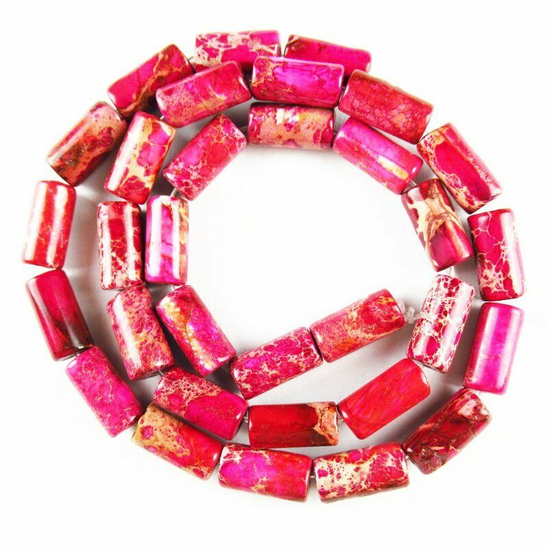 16x6mm Red Man-made Sea Sediment Jasper Column Loose Bead 15.5 inch A-596DHS
