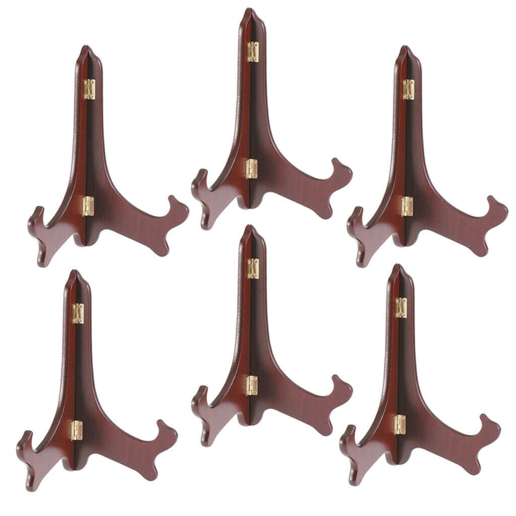 6pcs Wooden Folding Plate Display Easel Stand Photo Holder Fits 6''