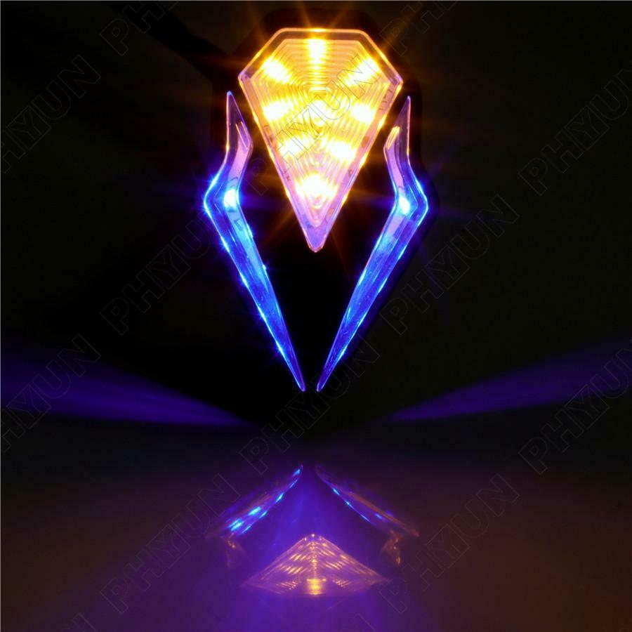 2x Motorcycle LED Turn Signal Indicator Amber Blinker Blue Daytime Running Light