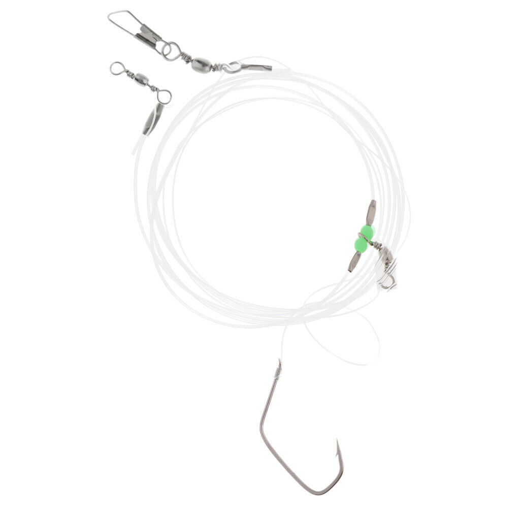 Fishing Wire Leader with 2pcs Hooks Swivels Snaps Beads Sea Fishing Tackle