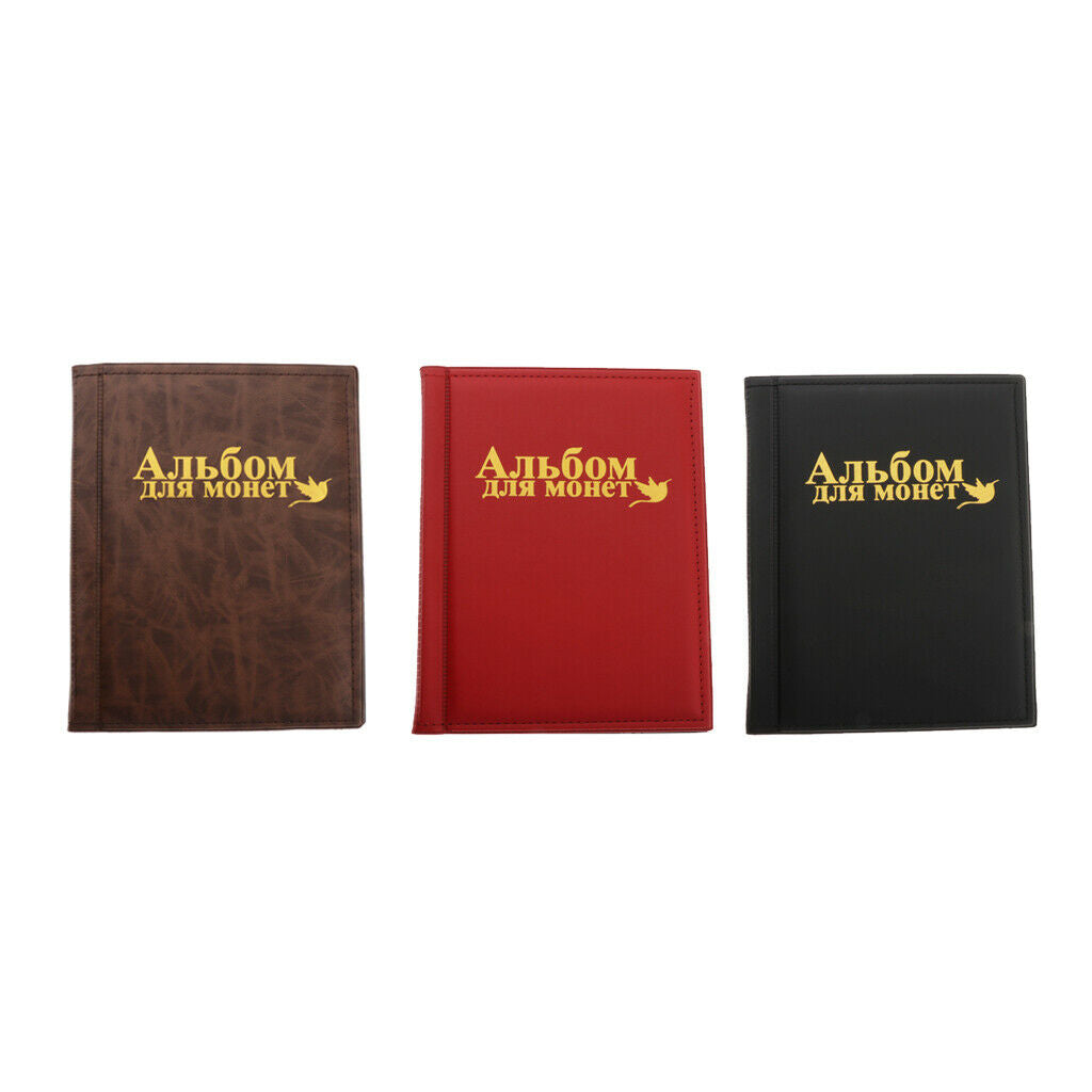 250Holders for Pocket Storage Coins Book Collection Holder PU leather Brown