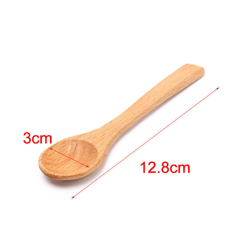 1X Wooden Round Bamboo Spoon Soup Tea Coffee Salt Spoon Kitchen Tools Cut.l8