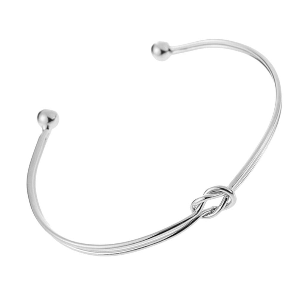 2x Double Wire Knotted Cuff Bangle Glitter Bracelet Wedding Party Jewelry