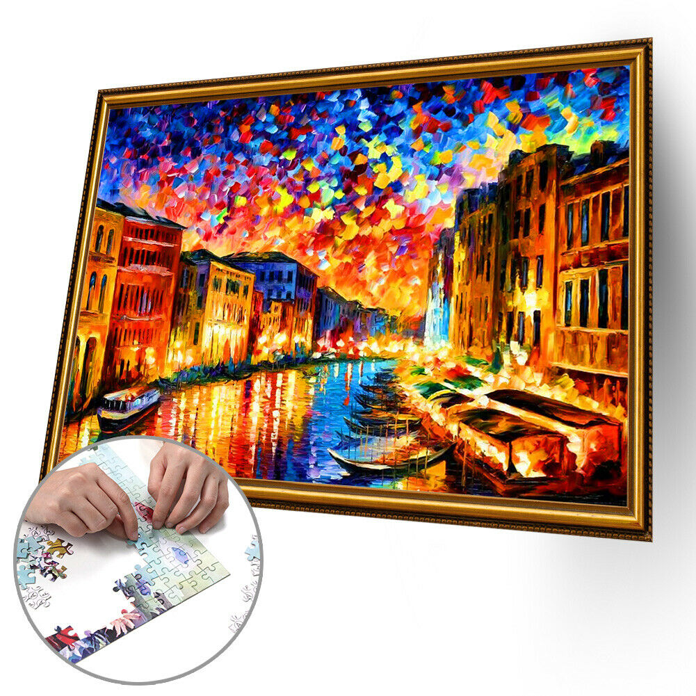 Water Night City Paper Puzzles 1000pcs Adults Kids Jigsaw Picture DIY Toys @