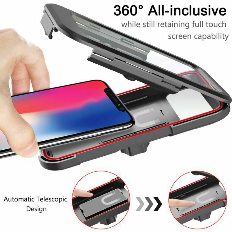 22-28MM Motorcycle Phone Support Waterproof Case Bike Rear View Mirror Stand