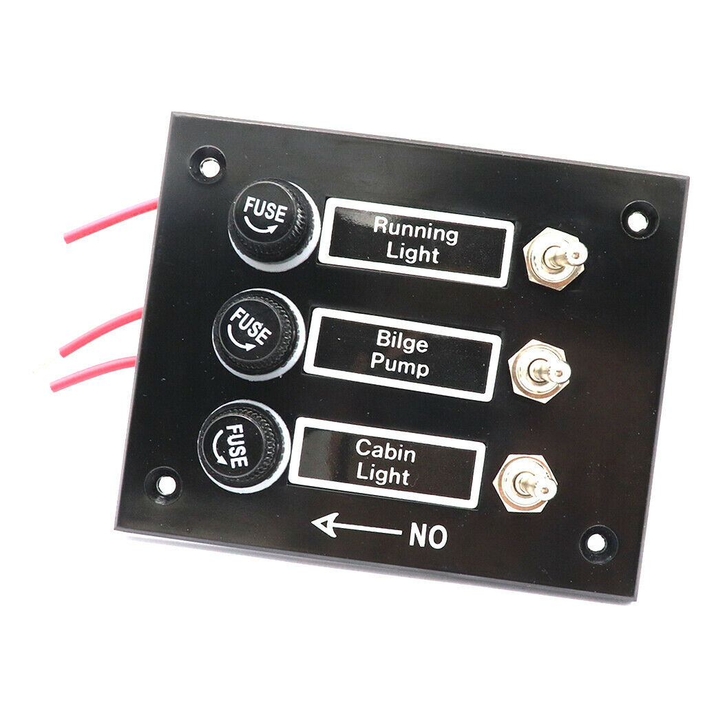 3 Gang 5A Fuse Marine Boat RV Switch Panel 12 Volt New Toggle Switch Panel