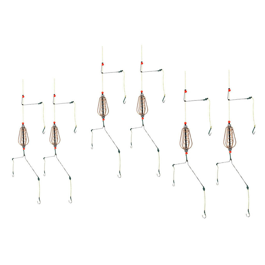 Set of 6 Spring Fishing Feeder Lead Feeders with Hooks 15/20/25g Lure Cage