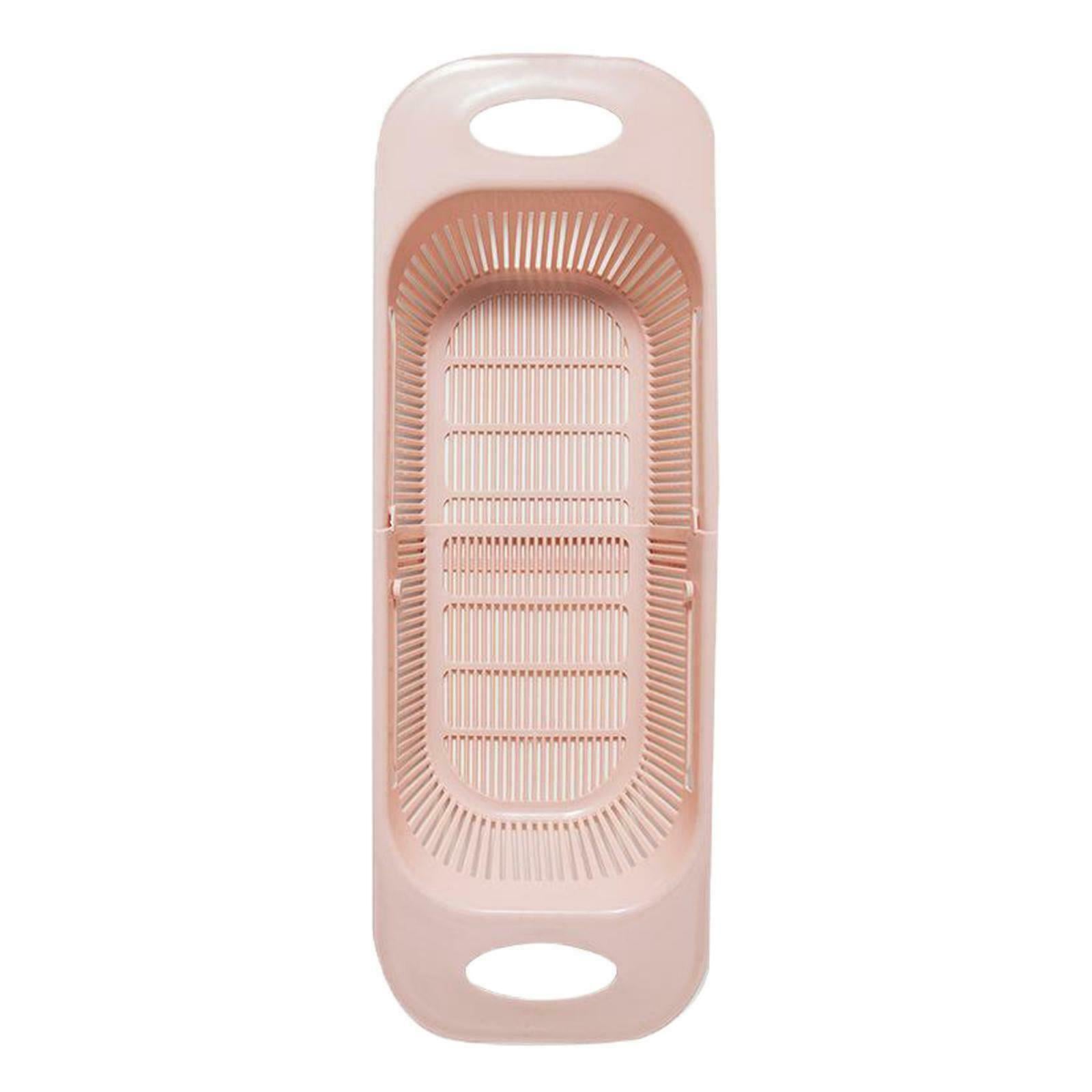 Over The Sink Colander Strainer Basket Wash Vegetable Fruit Extendable Pink