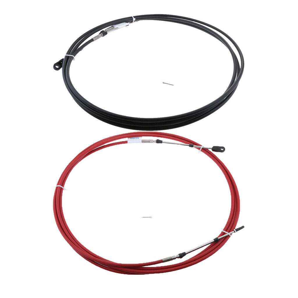 Universal Throttle Cable for Marine Boat Motor Control Lever 12 FT Black+Red