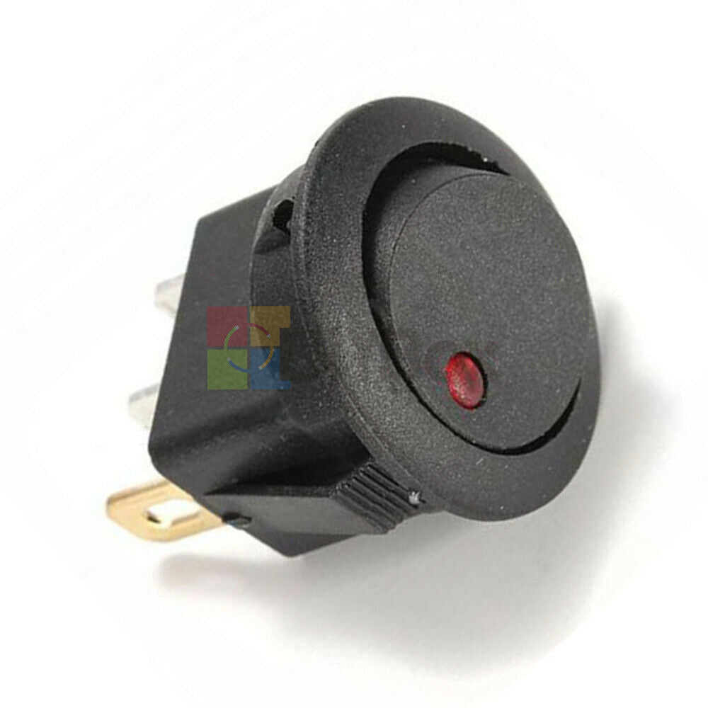 2Pcs Car Round Dot Red 12V LED Light Rocker Indicator Toggle ON-OFF Switch New