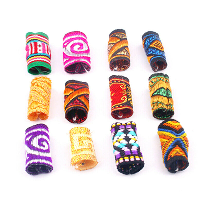 10Pcs/Lot Colorful Mix Fabric Hair Braid  Dreadlock Beads Rings Tube Jewelry  XC