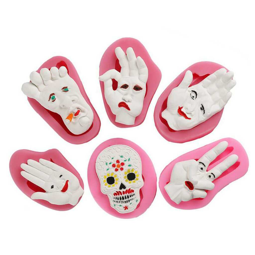 6 piece Halloween cake decoration palm geek smiling old woman hoe