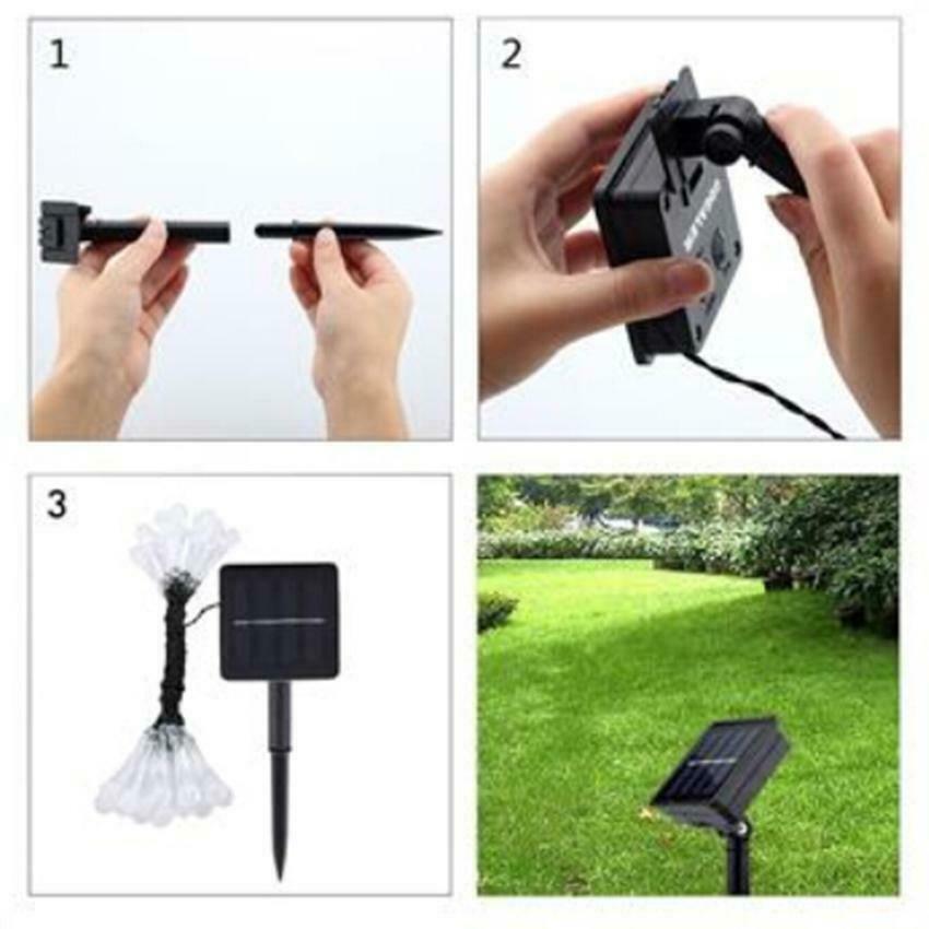 20 LED Raindrop Teardrop Bulb Solar Power String Fairy Lights for Outdoor Garden