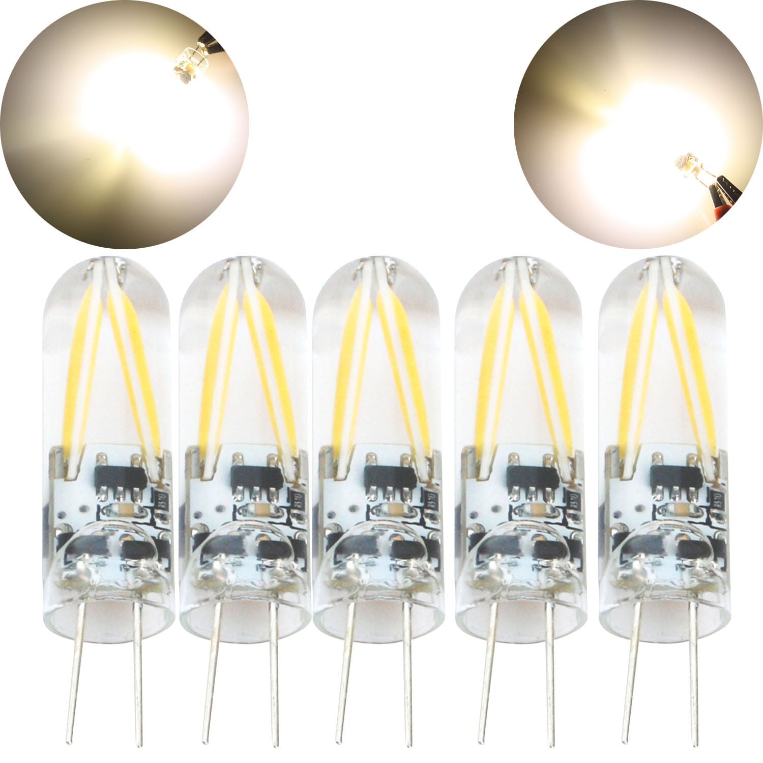 5 * G4 1.5W COB filament LED Bulb Equivalent 15W Incandescent Crystal chandelier