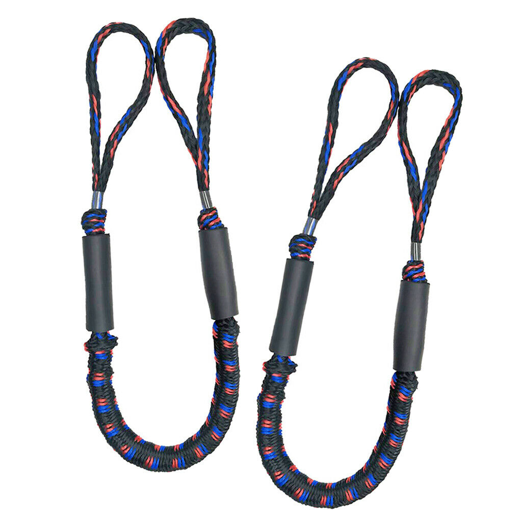 2pcs Bungee Dock Line Marine Rope Stretches to 5.5ft for Boat Kayaks Black 1