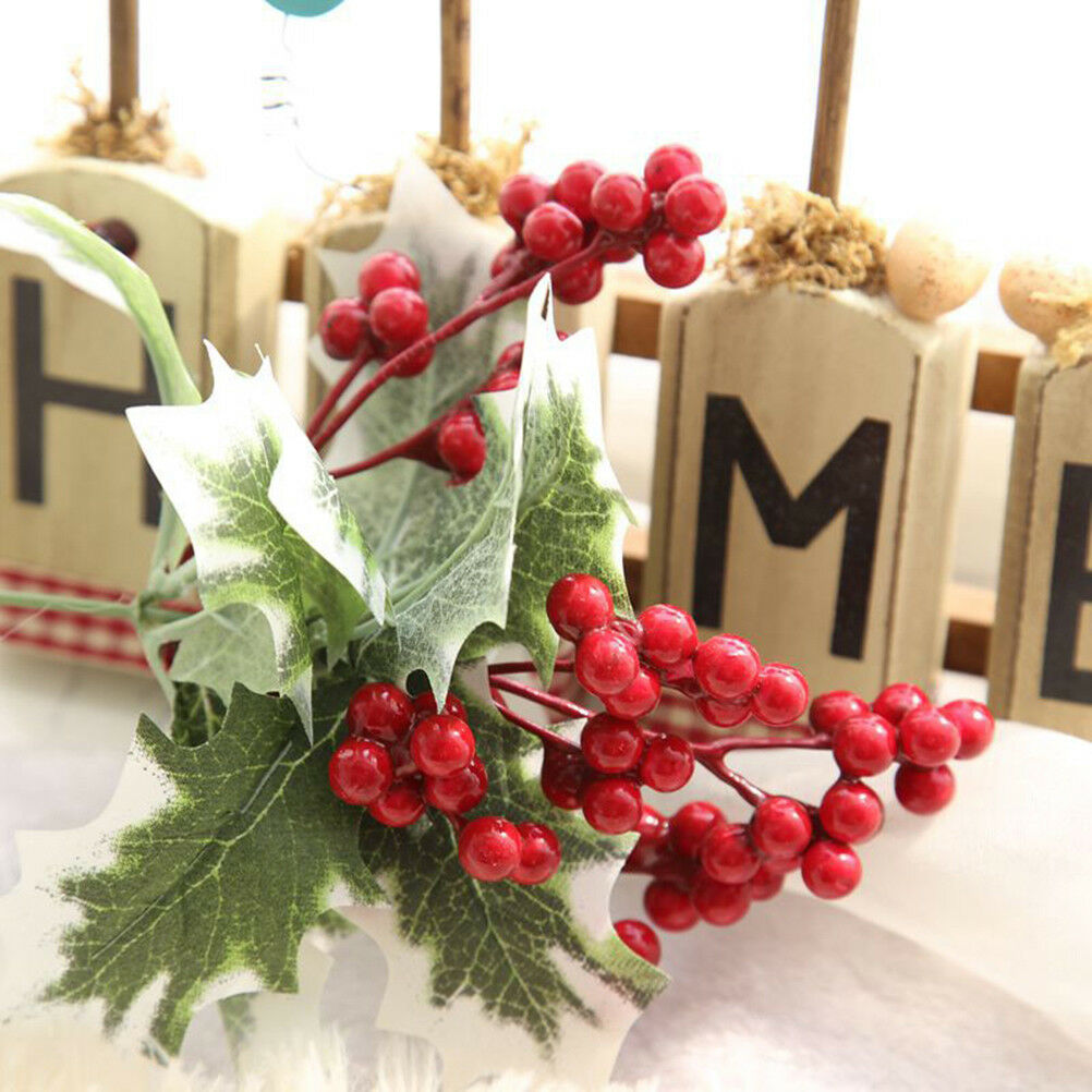 22cm Artificial Flower Red Berries Christmas Flower New Year's Tree Decora.l8