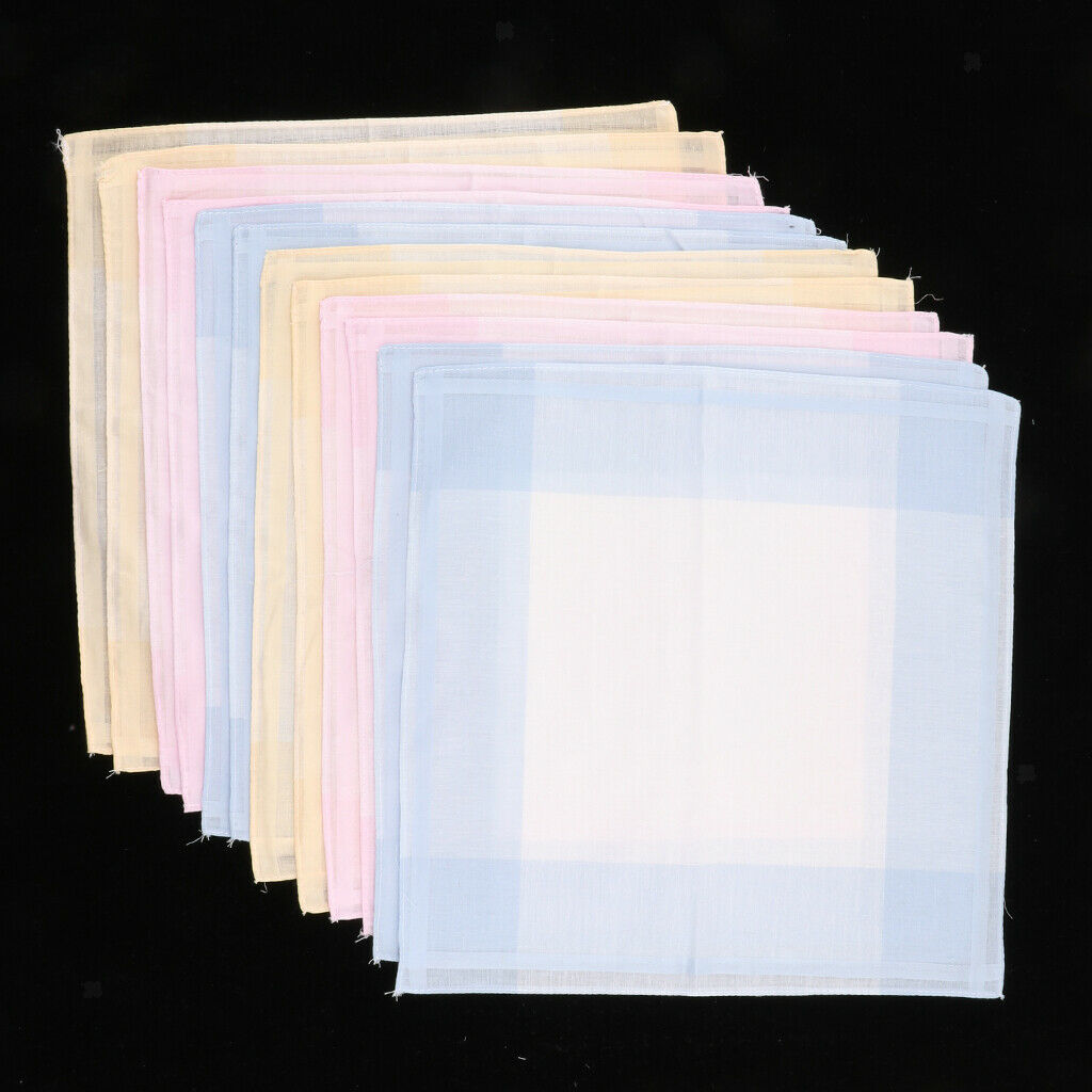 Set of 12 Plaid Pattern Handkerchief Pocket Square Hanky Party Suits Hankies