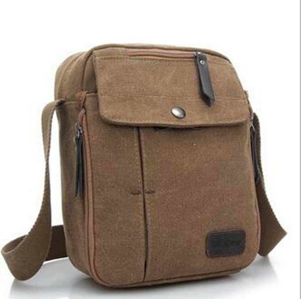 Unisex Fashion Retro Canvas Bag Shoulder Travel Bag Coffee Color