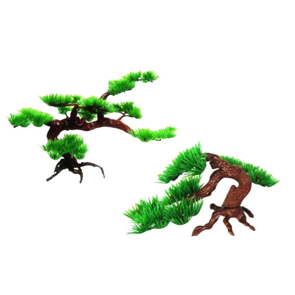 2 Pcs Plastic Pine Tree Artificial Plants for Home Kitchen Office Bookshelf