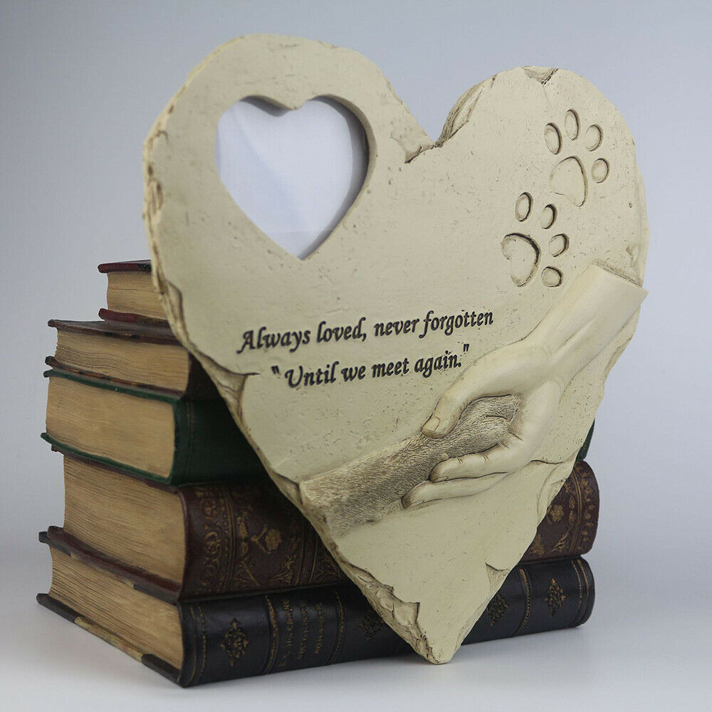 Pet Memorial Stone Cat Dog Headstone Heart Grave for Garden Marker Paw Tombstone