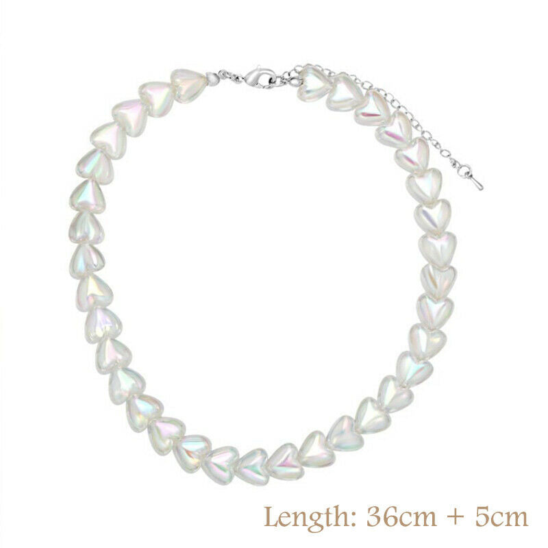 Sweet Acrylic Heart Chokers Necklace Decorations For Women Jewelry Accessor Rf