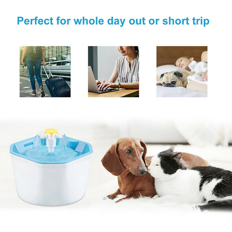 1.6L Automatic Dog Cat Electric Water Fountain USB Pet Bowl Drinking Filter D Pb