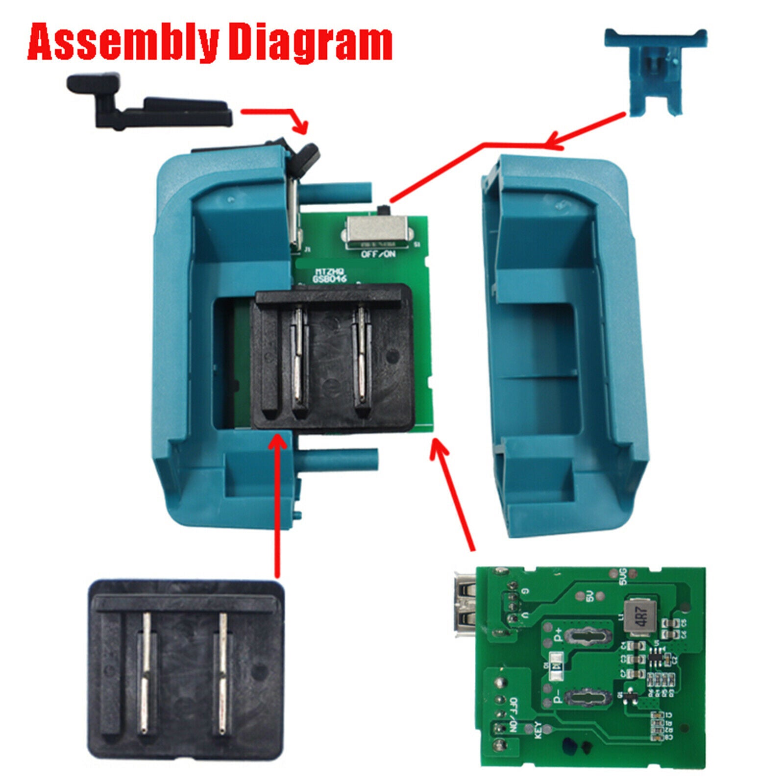 Battery Adapter Li Battery USB Power Supply Converter for BL1021 BL1041 BL1016